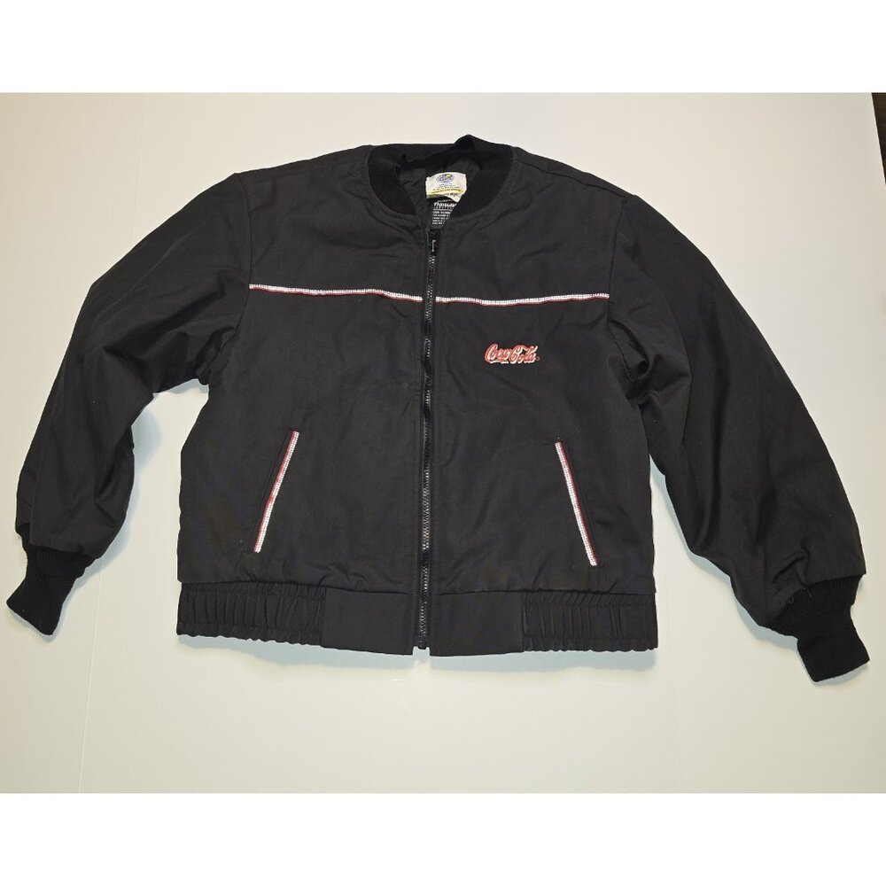 VINTAGE Coca Cola Jacket Coat Mens Med Short Black Full Zip Riverside Thinsulate
